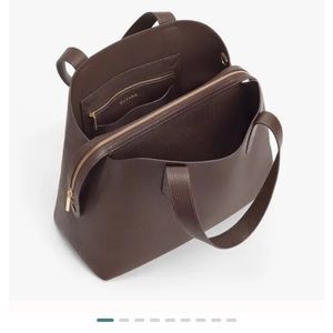 CUYANA Women's Zippered Satchel Bag, Chocolate